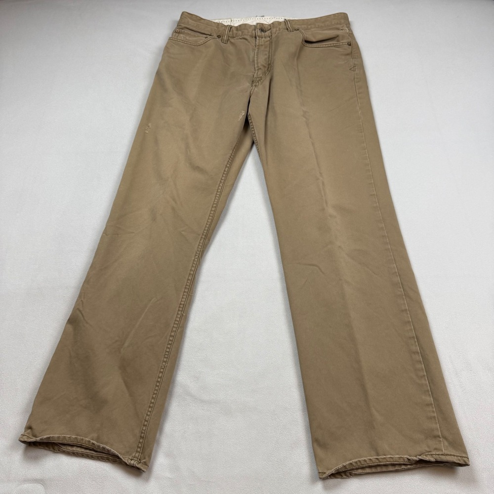 Polo Ralph Lauren Classic 867 Tan Khaki Straight Leg Jeans Mens 35x32 Distressed